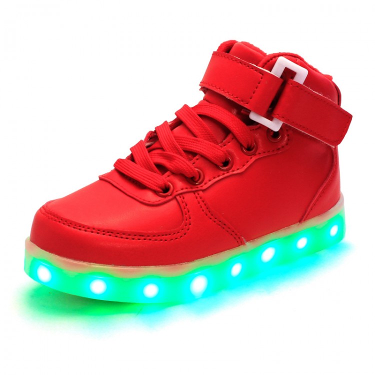 Leather led light up high tops